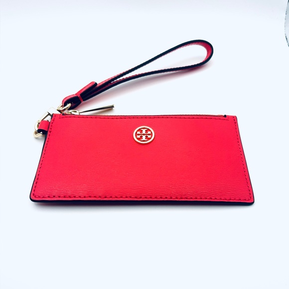 Tory Burch Handbags - Tory Burch Coral Leather Wristlet Card Case with Gold Logo